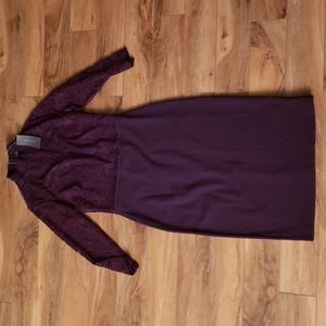 NWT Suzy Shier lace bodice dress mock neck 3/4 sleeve